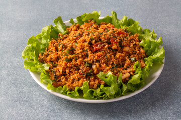 Traditional delicious Turkish foods: bulgur salad (kisir)