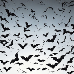 bat swarm a flurry of detailed black bats isolated on a transparent background,   colorful background
