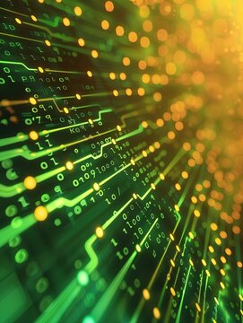Abstract background of coding software for artificial intelligence and finance technology, blue and violet tone