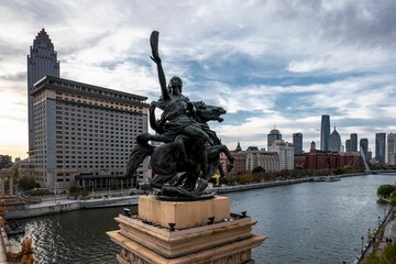 Fototapeta premium Aerial photo of Haihe River Scenic Line, Tianjin, China