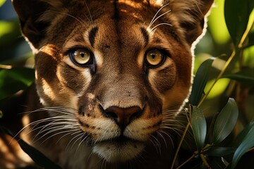 Puma Majestic in the tropical jungle., generative IA