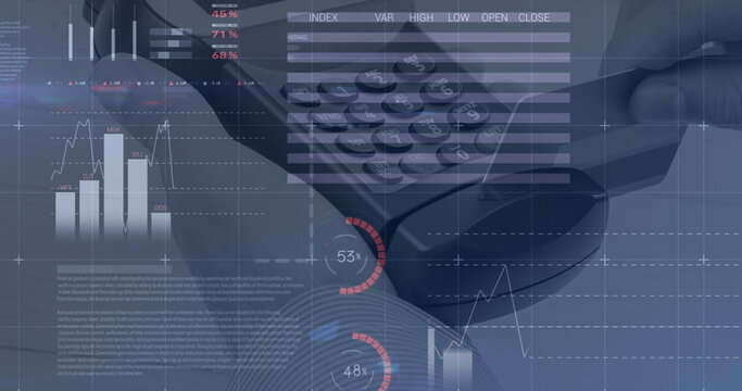 Image of financial data processing over shop interior - Powered by Adobe
