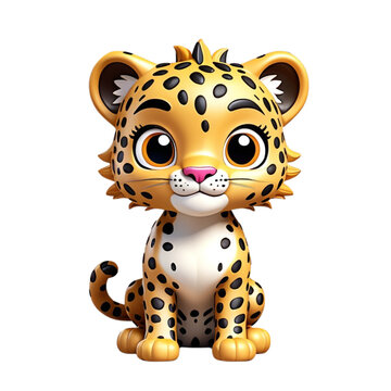 3d rendering of cartoon jaguar on Isolated transparent background png. generated with AI
