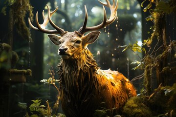 Majestic deer in Forest Children's Book Enchants., generative IA