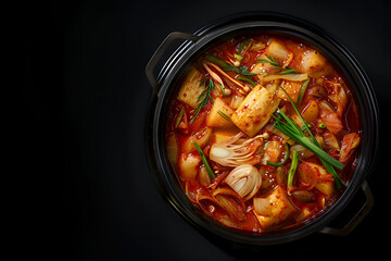 Realistic advertising shot a kimchi stew hot  - obrazy, fototapety, plakaty
