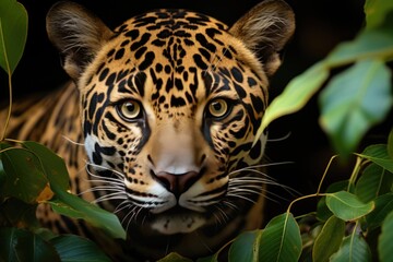 Jaguar in Zoo interacts with visitors., generative IA