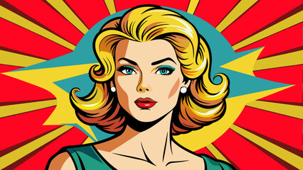 popart retro woman in comics style 