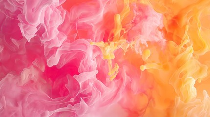 Dynamic swirls of pink, orange, and yellow smoke blend seamlessly for a vibrant, fluid background.