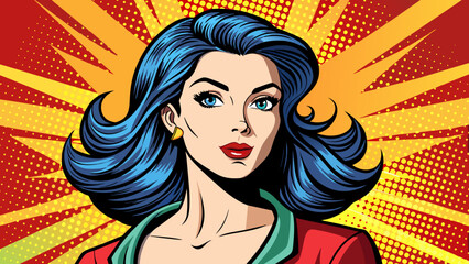 popart retro woman in comics style 