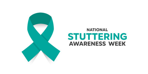 National Stuttering Awareness Week.  Ribbon. Great for cards, banners, posters, social media and more. White background. 