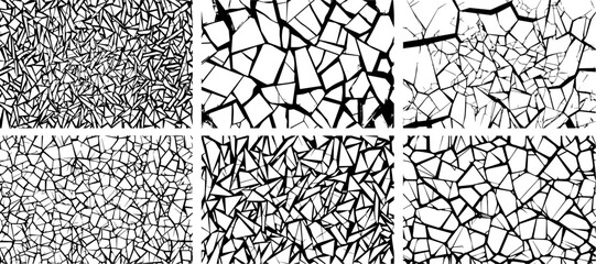 shattered glass pattern texture design in black vector - obrazy, fototapety, plakaty