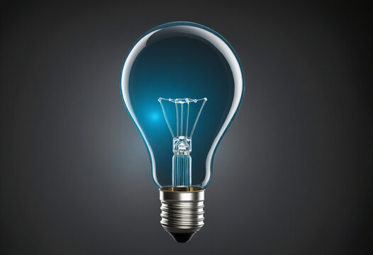 Light bulb,  idea concept with innovation and inspiration with blue glowing light on Dark background colorful background
