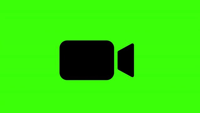black video camera sign icon concept animation with alpha channel