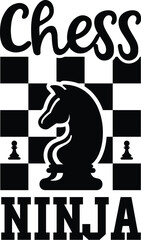 Chess Ninja Vector Illustration, Chess Player Quote, Chessmen, Game, Competition