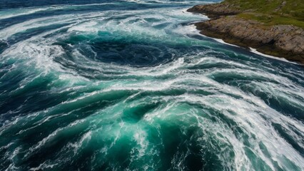 Witness the mesmerizing meeting of river and sea waves during high and low tides, creating whirlpools in the maelstrom of Saltstraumen, Nordland, Norway.