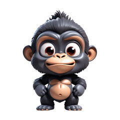 3d rendering of cartoon gorilla on Isolated transparent background png. generated with AI