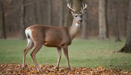 A Deer Standing On Its Hind Legs To Reach Leaves