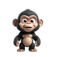 Obraz premium 3d rendering of cartoon gorilla on Isolated transparent background png. generated with AI