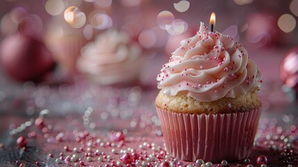 Obraz premium Cupcake With Candle