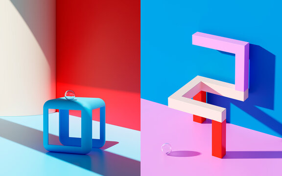 Geometr&iacute;a Minimalista - Render 3D 
