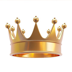 3d golden royal king crown  cutout, png isolated transparent background