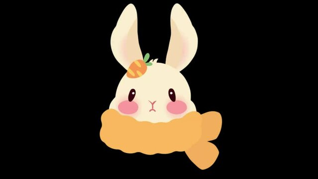 rabbit cartoon animation video. rabbit icon video. transparent background. Easter concept. bunny. 