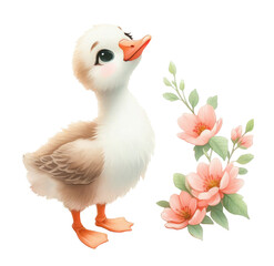 Goose duckling, watercolor illustration