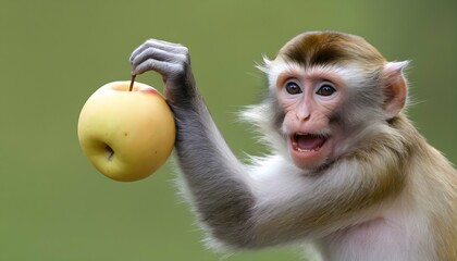 A Monkey Reaching For A Piece Of Fruit
