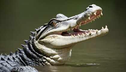 An Alligator With Its Head Raised Alert And Watch