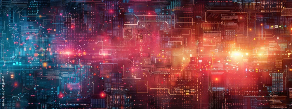 Poster a digital tapestry weaving together various cybersecurity metrics, creating a comprehensive image wi