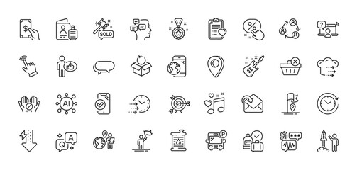 Love music, Oil barrel and Teamwork line icons pack. AI, Question and Answer, Map pin icons. Food delivery, Return package, Mobile internet web icon. Messages, Energy drops, Like pictogram. Vector