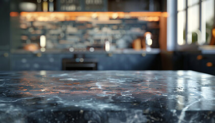 Elegant Marble Table with Blurred Background