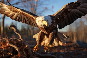 Majestic eagle in its wild habitat., generative IA - obrazy, fototapety, plakaty