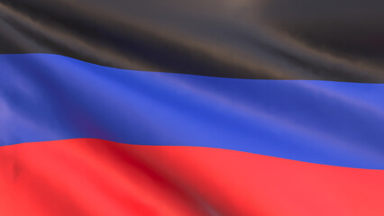 3D render - flag of the Donetsk People's Republic fluttering in the wind