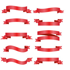 Red Silk Ribbons and White Background with Gradient Mesh, Vector Illustration