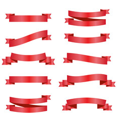 Obraz premium Red Silk Ribbons and White Background with Gradient Mesh, Vector Illustration