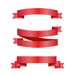 Red Silk Ribbons and White Background with Gradient Mesh, Vector Illustration