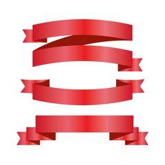 Red Silk Ribbons and White Background with Gradient Mesh, Vector Illustration