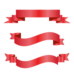 Red Silk Ribbons and White Background with Gradient Mesh, Vector Illustration