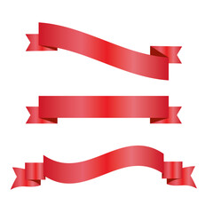 Red Silk Ribbons and White Background with Gradient Mesh, Vector Illustration