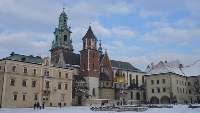 Wawel on bank of Vistula river in Krakow, Poland