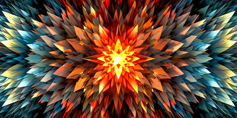 Obraz premium Bright Floral Mandala Pattern, Colorful Geometric Art, Abstract Design, Decorative Background