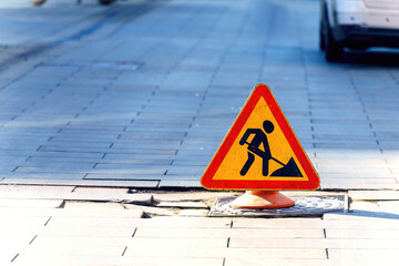 Pavement Pavement Tile Road Works Sign