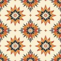 Seamless southwestern pattern Characterized by warm shades