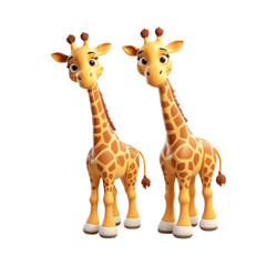 Obraz premium 3d rendering of cartoon giraffe on Isolated transparent background png. generated with AI