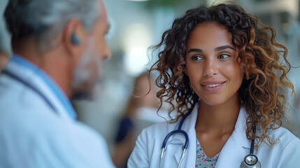 Portrait of a supportive female multiracial doctor soothing a worried patient - obrazy, fototapety, plakaty