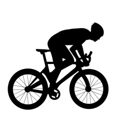 man riding a bicycle silhouette, on a white background vector