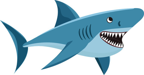 shark with teeth in flat style, on a white background vector