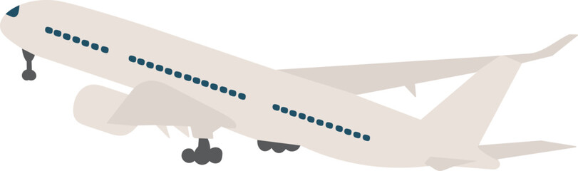 the plane takes off in a flat style, on a white background vector
