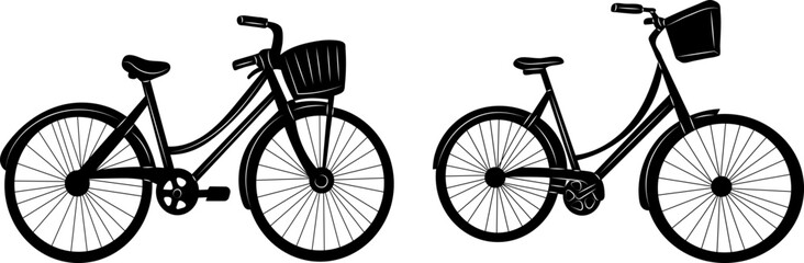 bicycles silhouette, on white background vector - 767968359